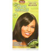 African Pride Olive Miracle No-Lye Relaxer Kit – Regular Strength, 1 Touch-Up Kit