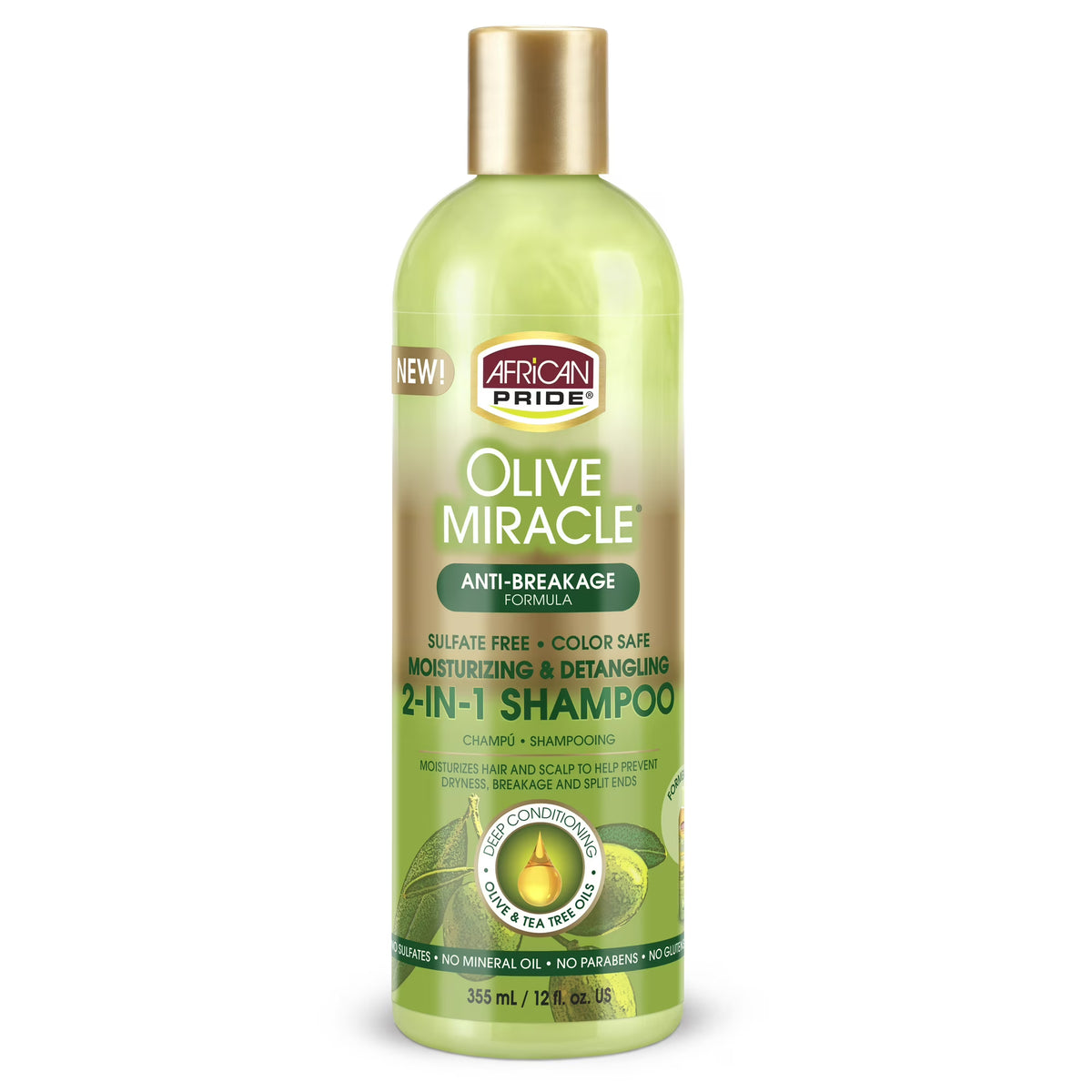 African Pride Olive Miracle Shampoo & Conditioner 2-in-1, 12 fl oz (355 ml)
