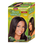 African Pride Olive Miracle No-Lye Relaxer Kit – Super Strength, 1 Touch-Up Kit