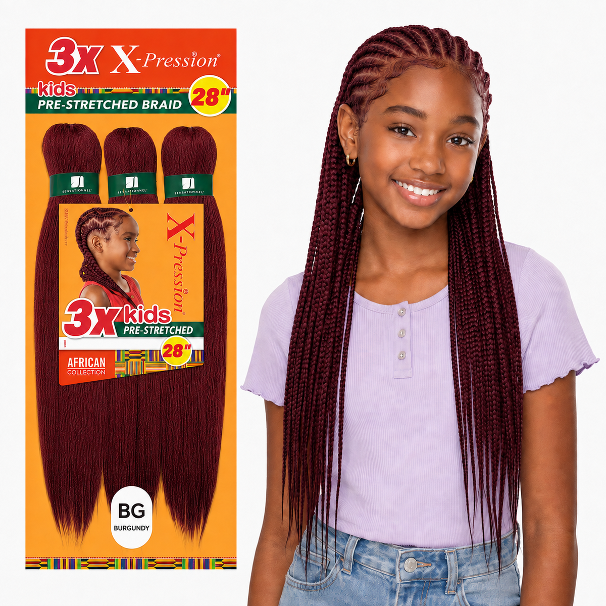 Sensationnel X-Pression Kids 3X Pre-Stretched Braiding Hair – 28"