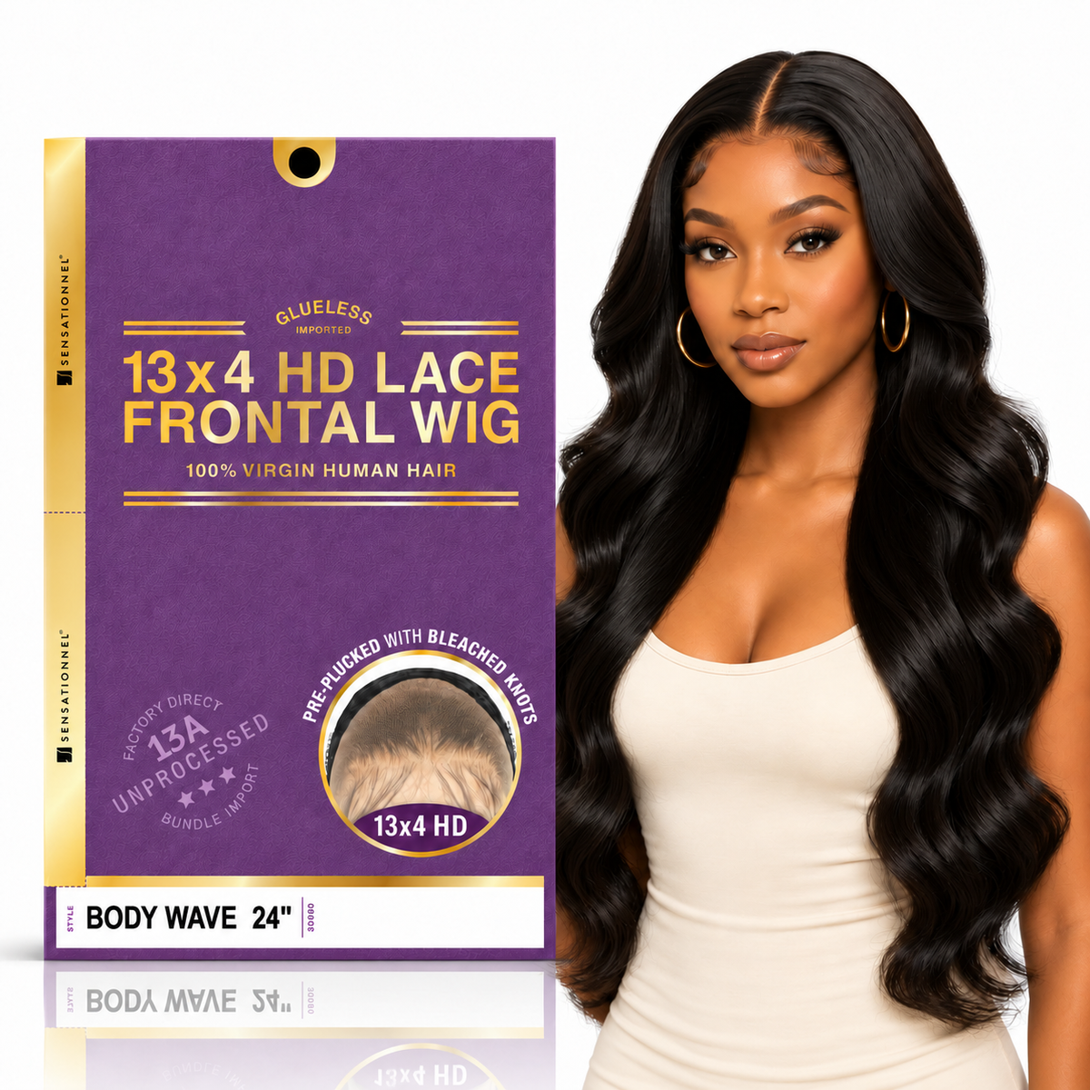 Sensationnel 13A Body Wave 100% Virgin Human Hair 13x4 HD Lace Frontal Wig (20" - 28")