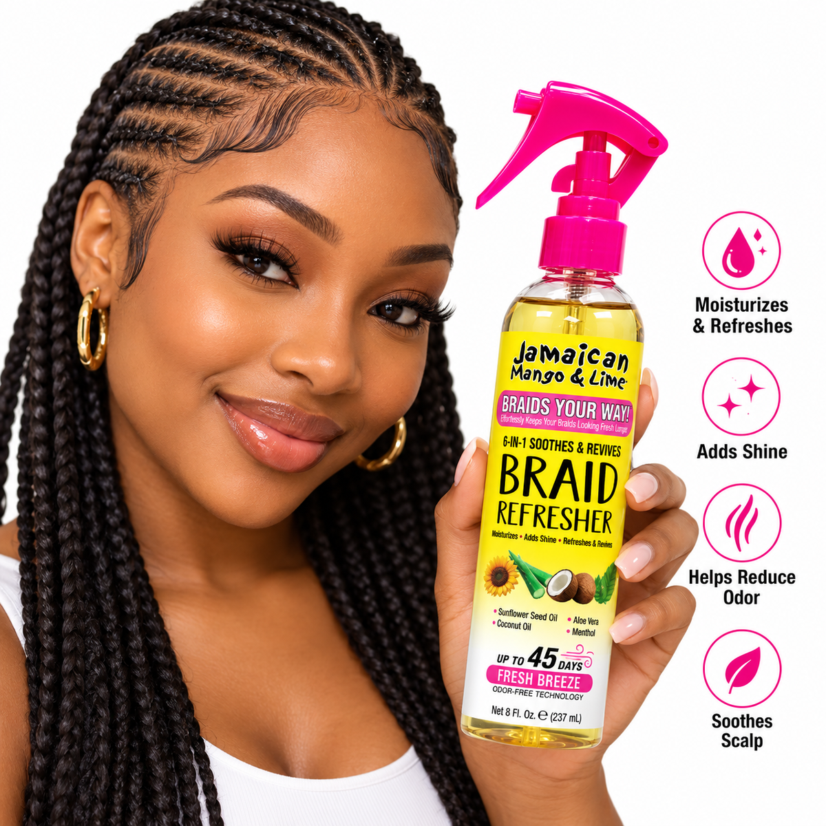 Jamaican Mango & Lime 6-in-1 Soothes & Revives Braid Refresher 8 fl oz