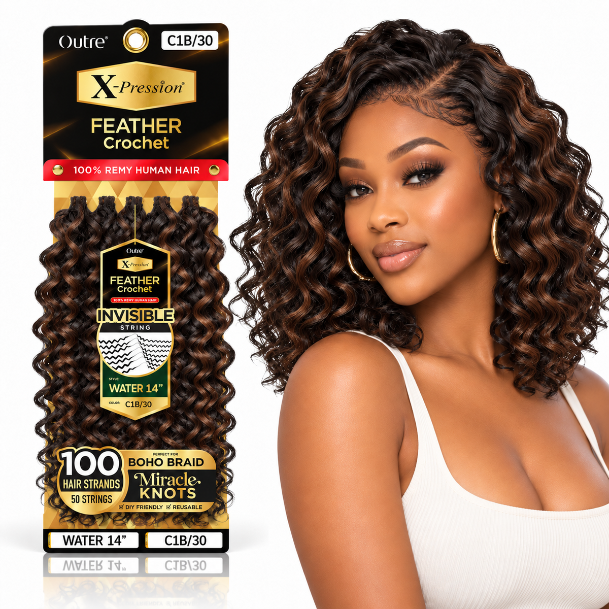 Outre X-Pression Human Feather Water 100% Remy Human Crochet Hair