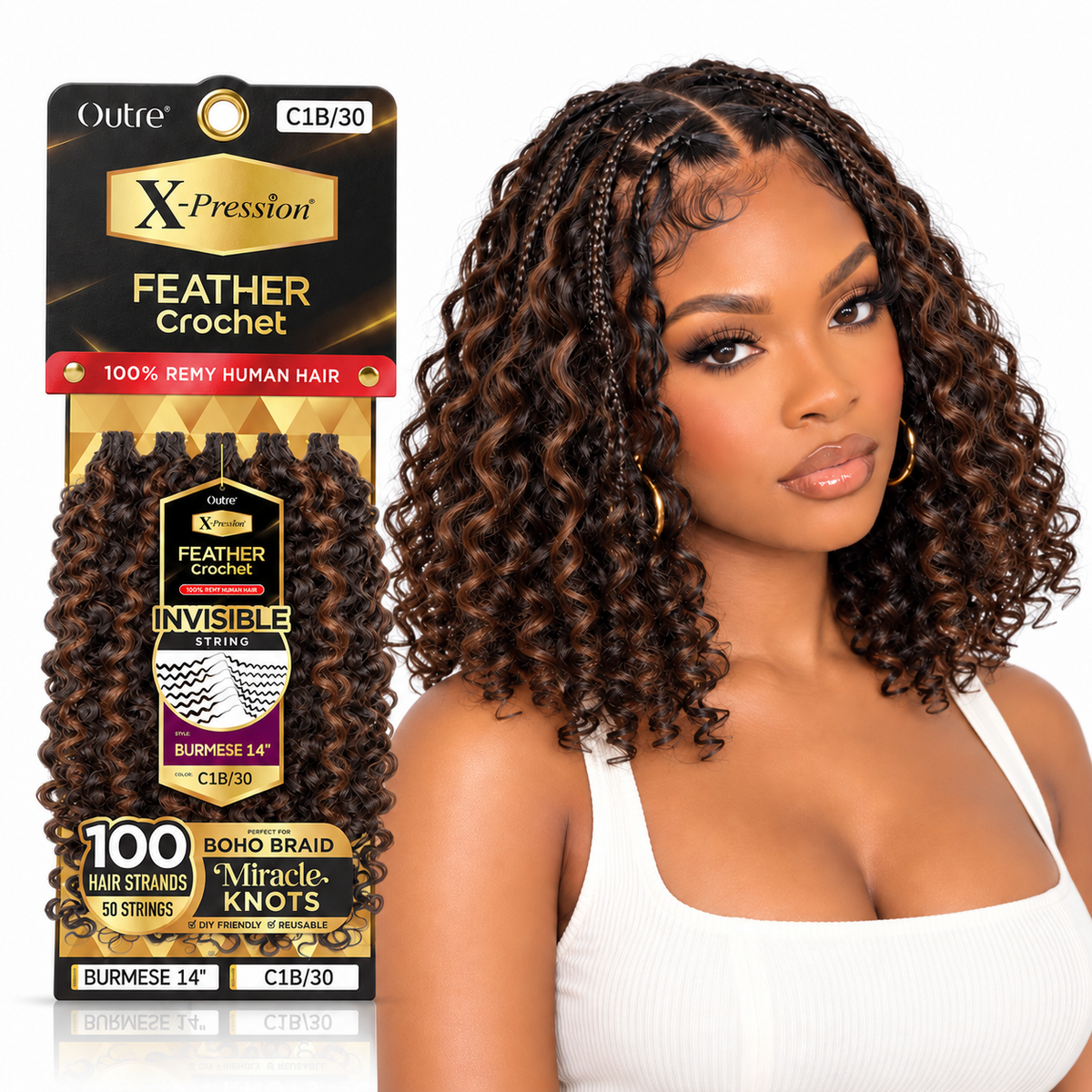 Outre X-Pression Human Feather Burmese 100% Human Crochet Hair