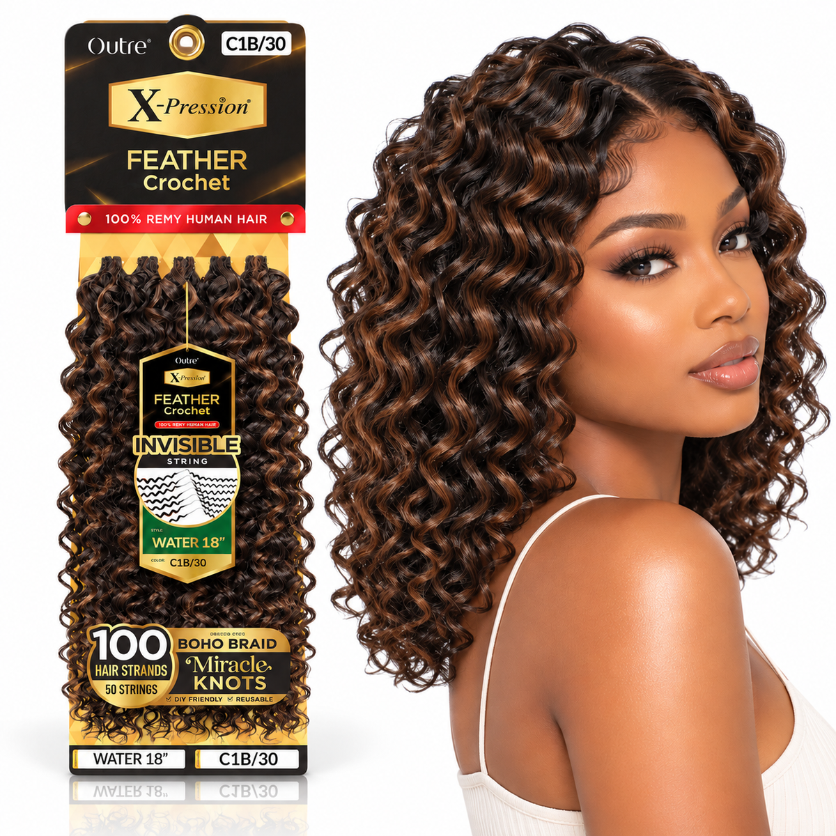 Outre X-Pression Human Feather Water 100% Remy Human Crochet Hair