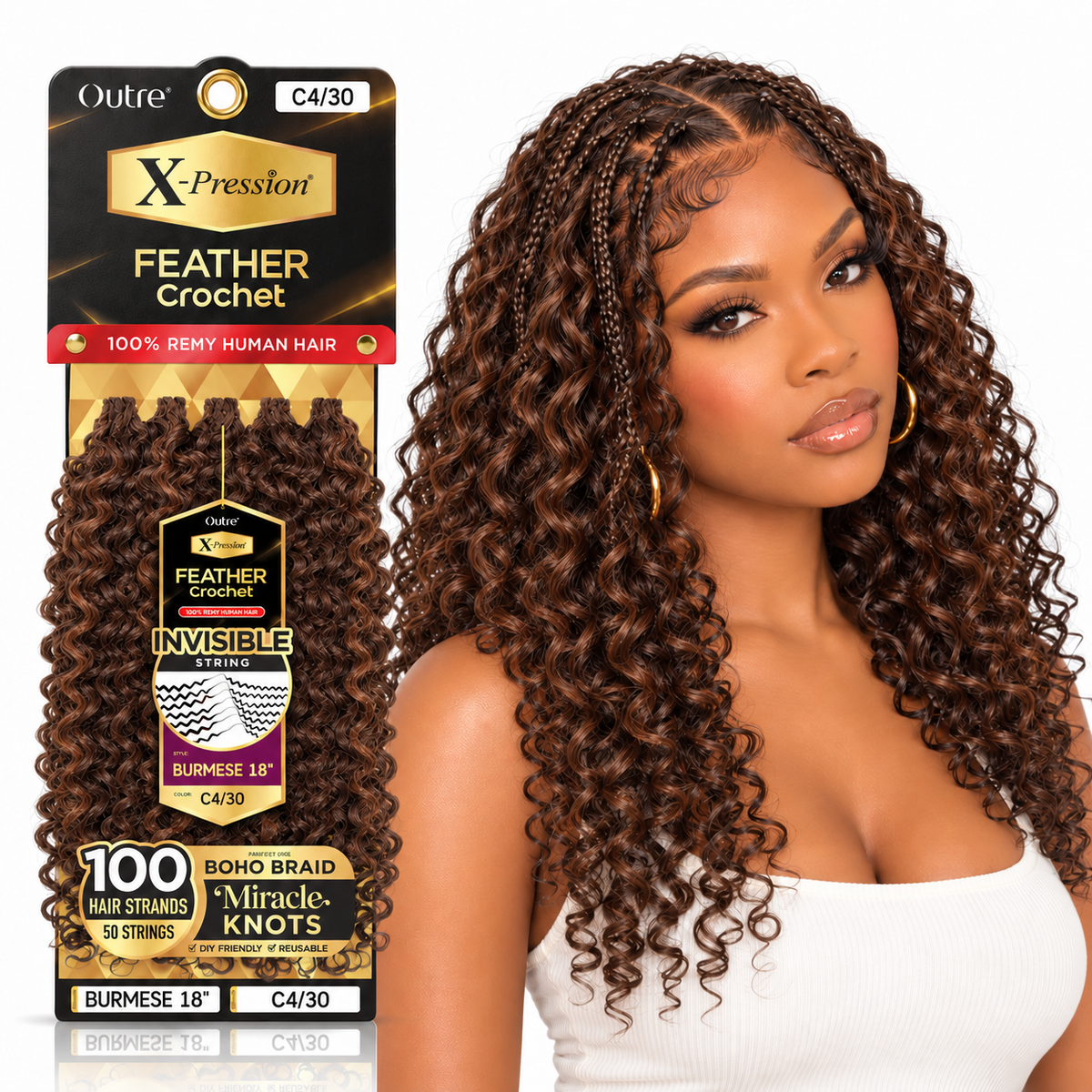 Outre X-Pression Human Feather Burmese 100% Human Crochet Hair
