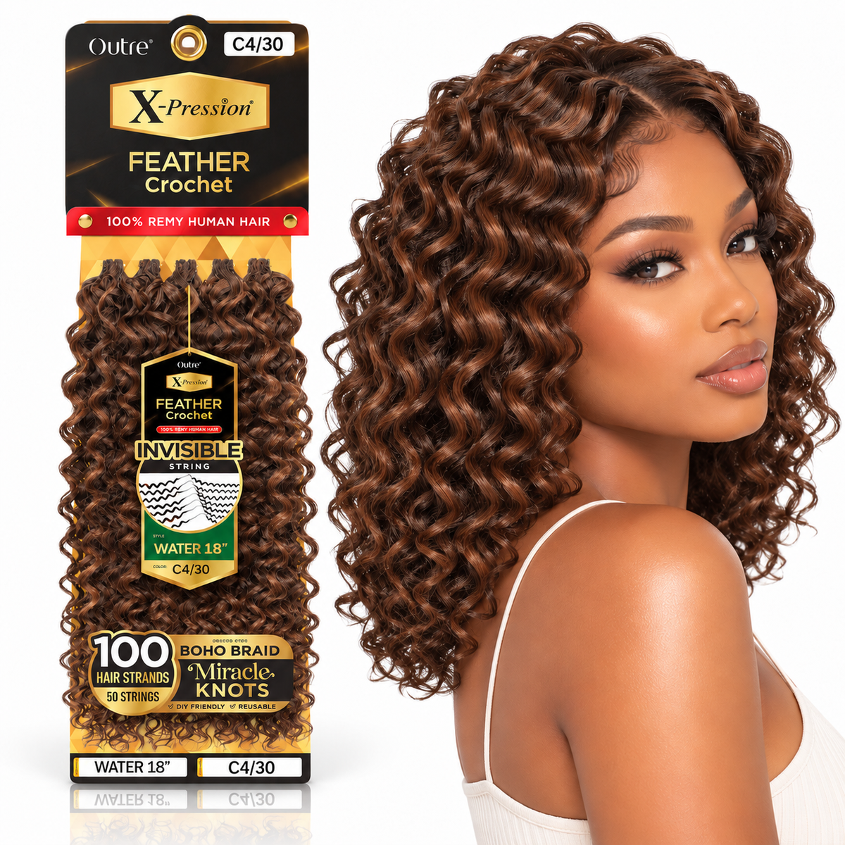 Outre X-Pression Human Feather Water 100% Remy Human Crochet Hair