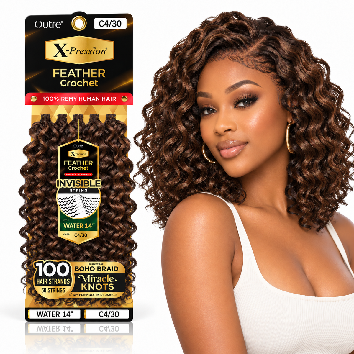 Outre X-Pression Human Feather Water 100% Remy Human Crochet Hair