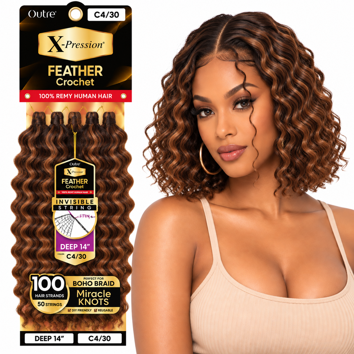 Outre X-Pression Human Feather Deep 100% Human Crochet Hair