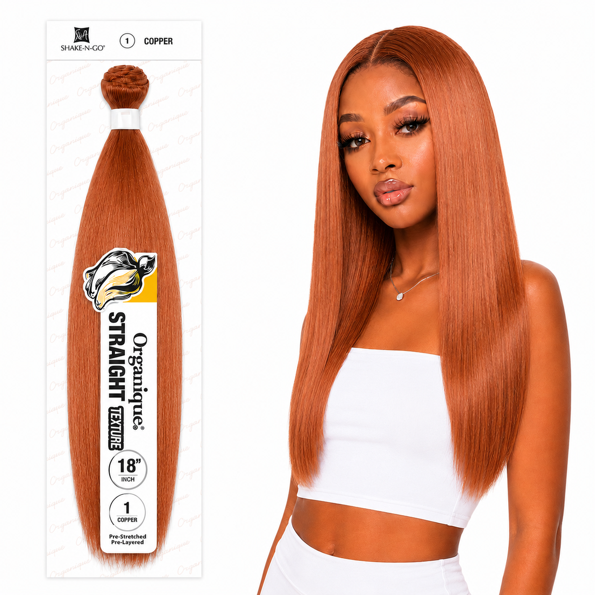 Shake-N-Go Organique Straight Weave – Premium Fiber (10”–36”)