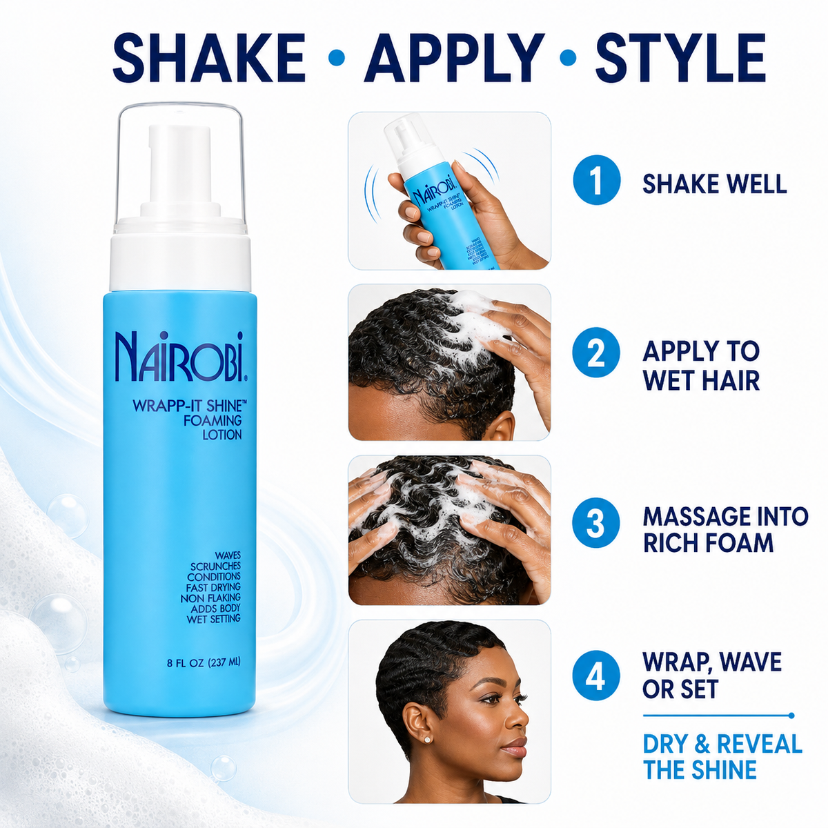 Nairobi Wrapp-It Shine Foaming Lotion - 8 oz (236 ml)