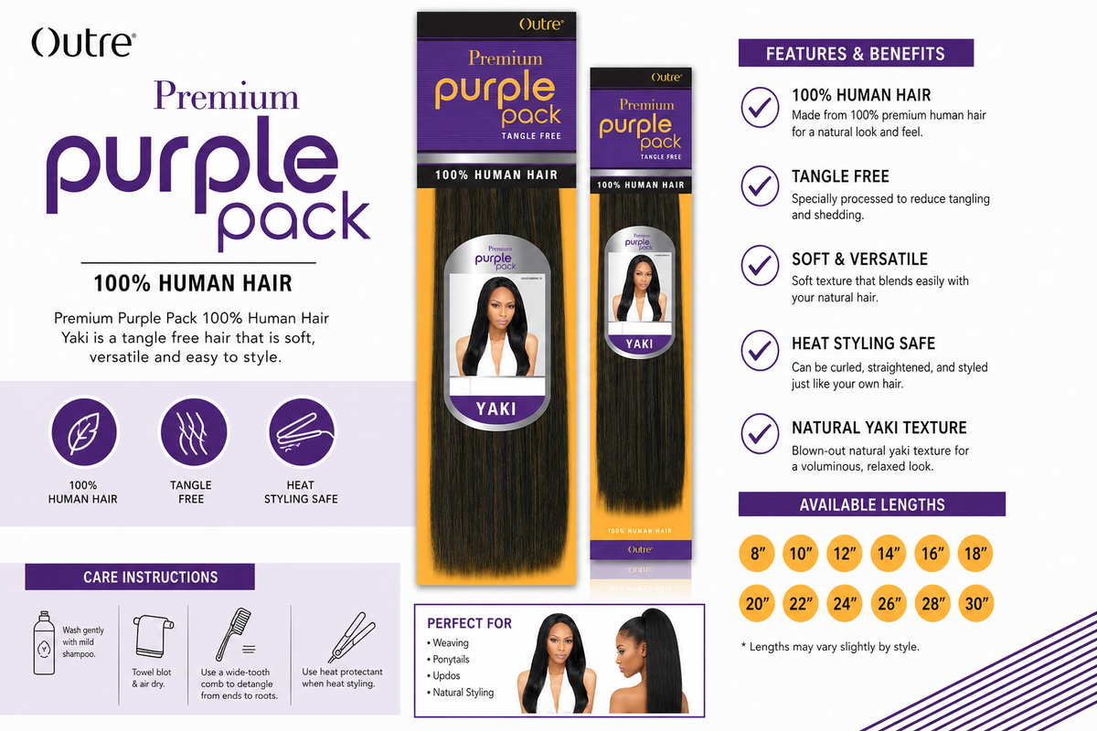 Outre Premium Purple Pack Yaki Human Hair Weave
