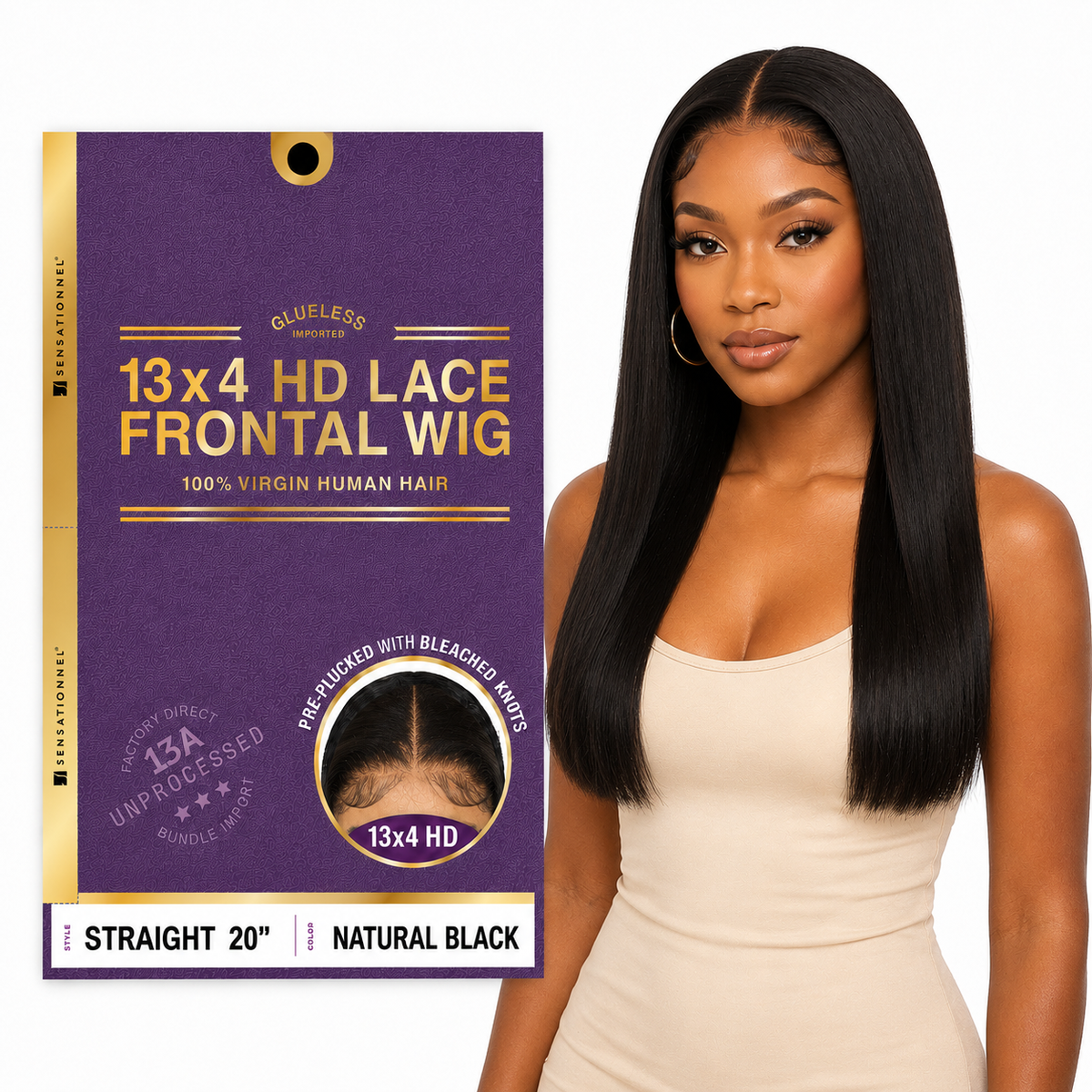 Sensationnel 13A Straight 100% Virgin Human Hair 13x4 HD Lace Frontal Wig (20" - 34")