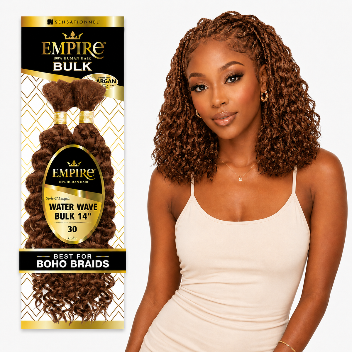 Sensationnel Empire Water Wave Bulk 100% Human Braiding Hair