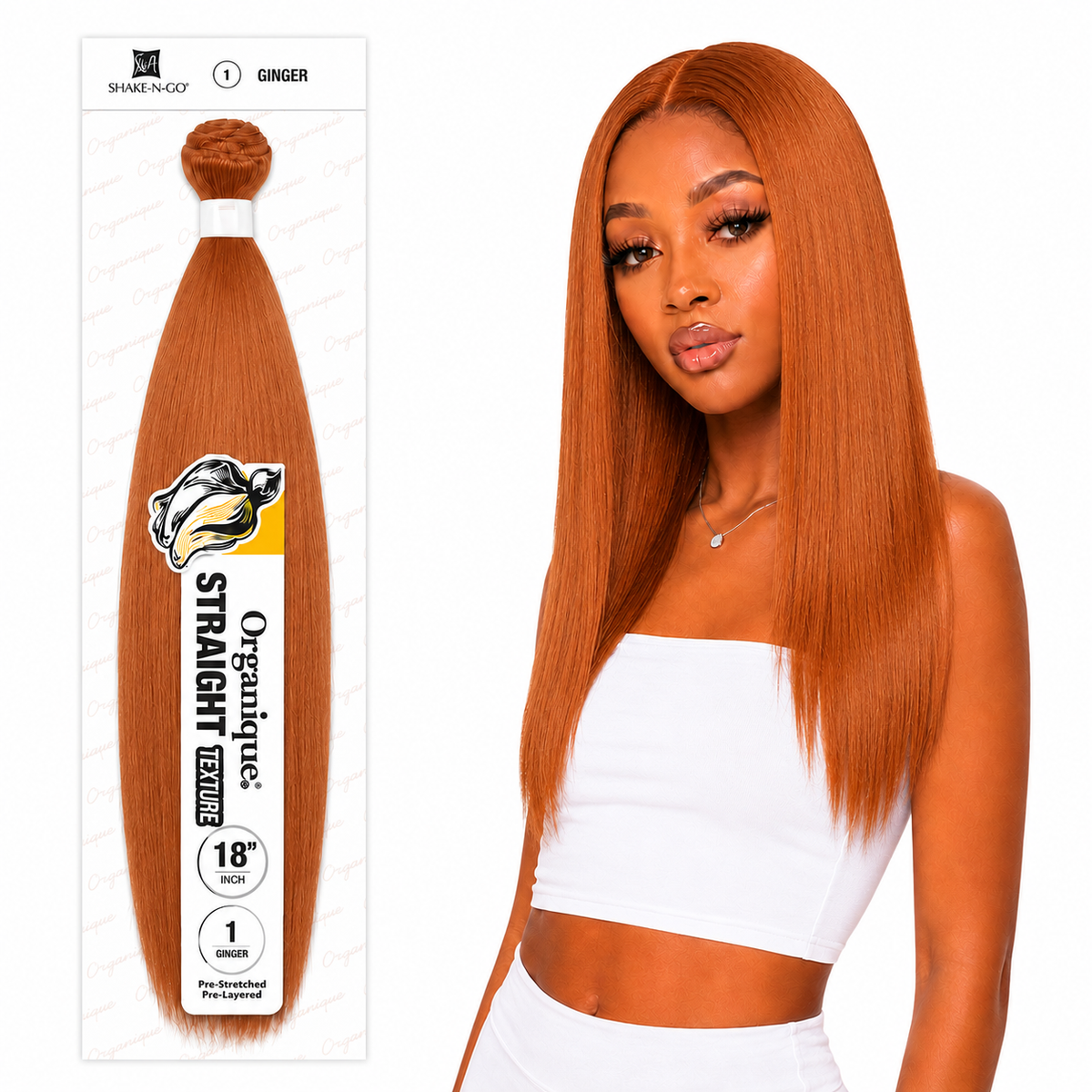 Shake-N-Go Organique Straight Weave – Premium Fiber (10”–36”)