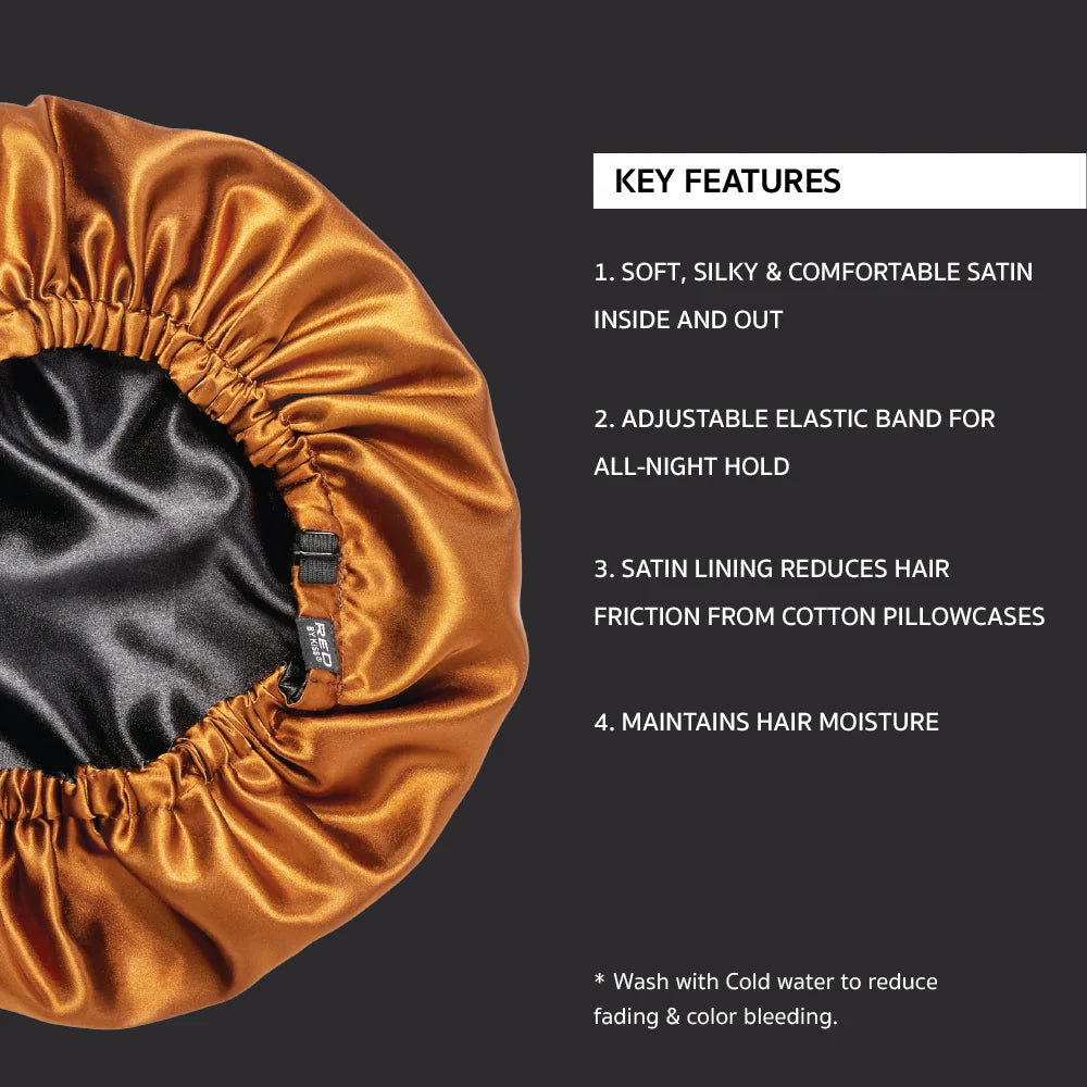 RED by KISS Reversible Silky Satin Adjustable Bonnet (XL & Braid Sizes)