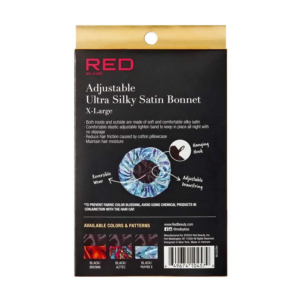RED by KISS Reversible Silky Satin Adjustable Bonnet (XL & Braid Sizes)