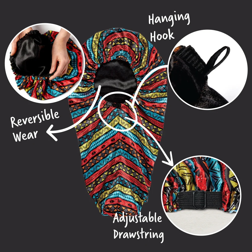 RED by KISS Reversible Silky Satin Adjustable Bonnet (XL & Braid Sizes)