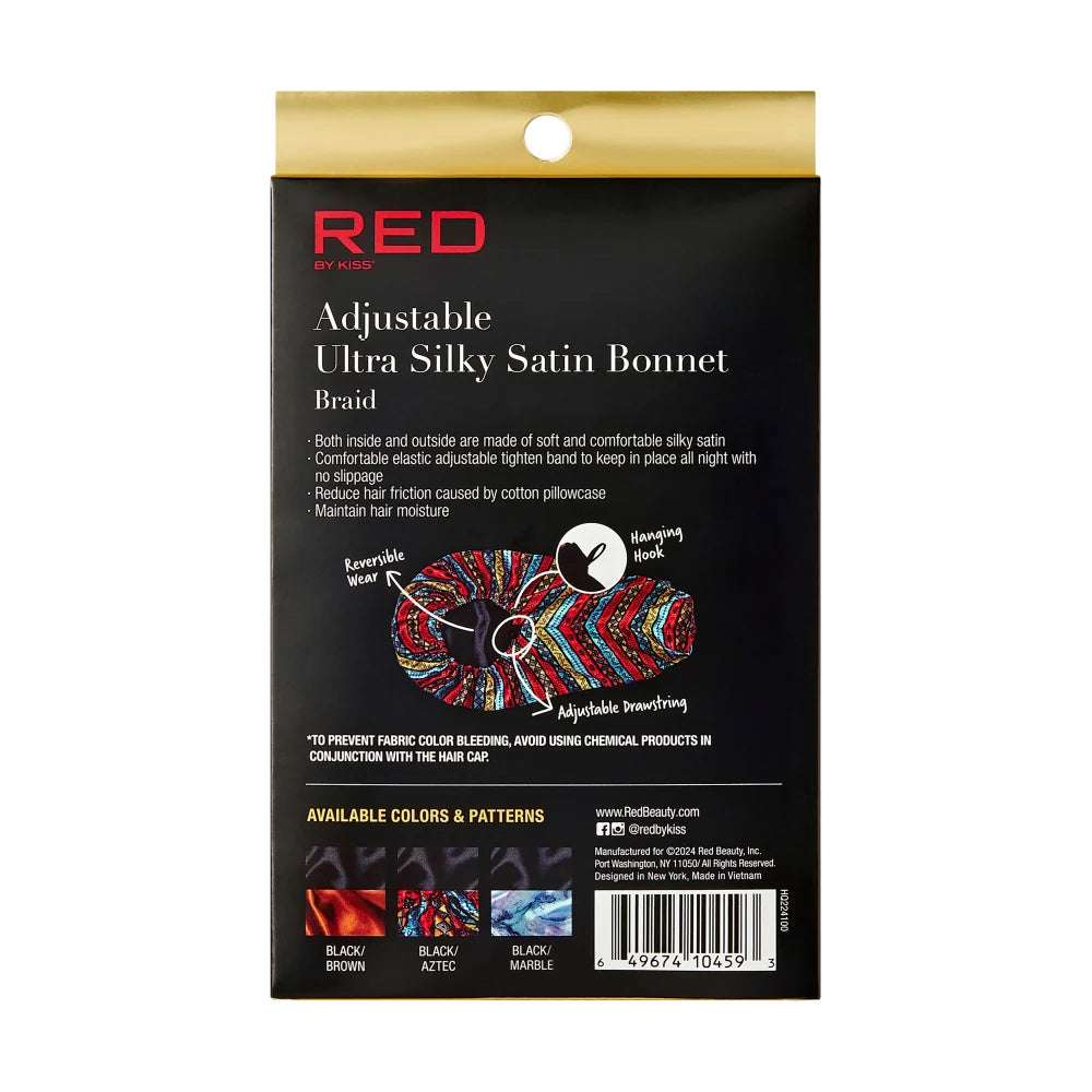RED by KISS Reversible Silky Satin Adjustable Bonnet (XL & Braid Sizes)