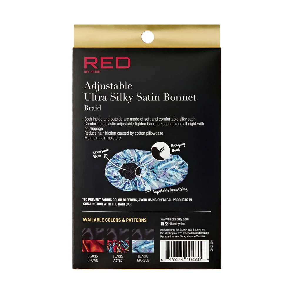 RED by KISS Reversible Silky Satin Adjustable Bonnet (XL & Braid Sizes)