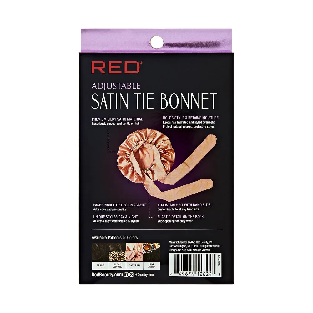 RED by KISS Adjustable Satin Bonnet with Tie Band