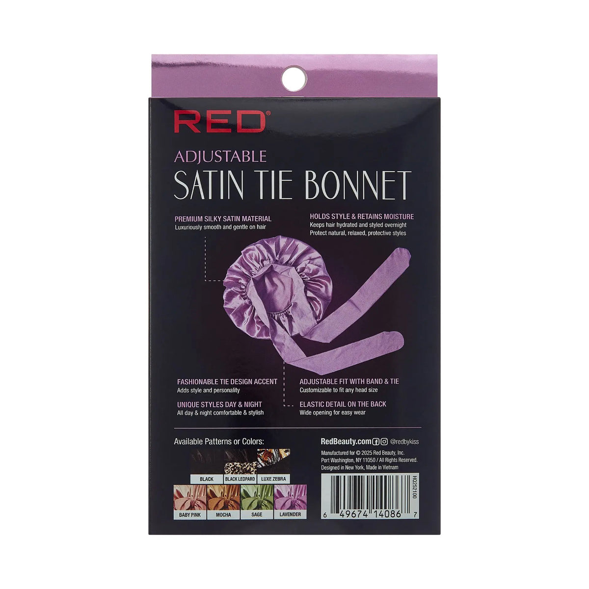 RED by KISS Adjustable Satin Bonnet with Tie Band