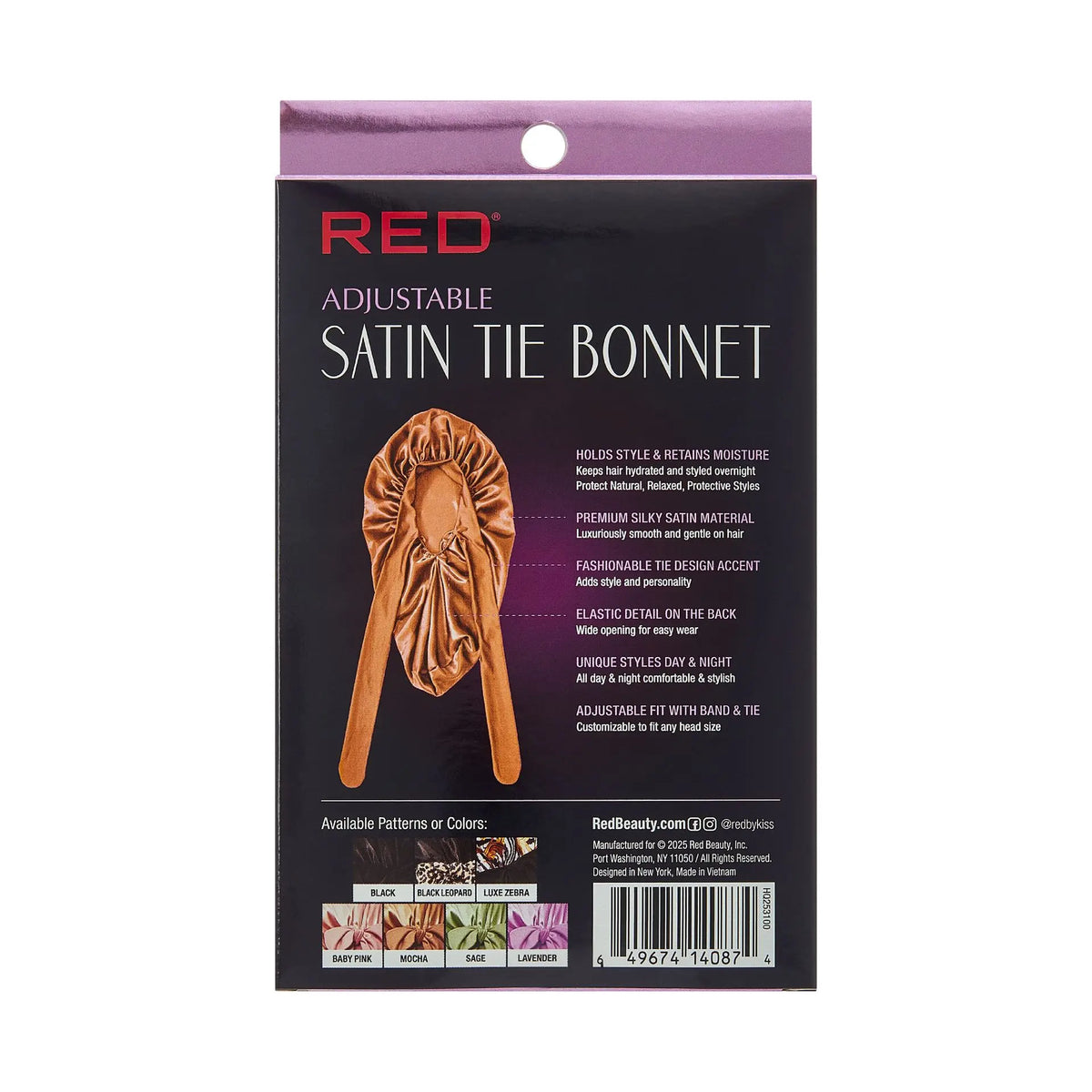 RED by KISS Adjustable Satin Bonnet with Tie Band