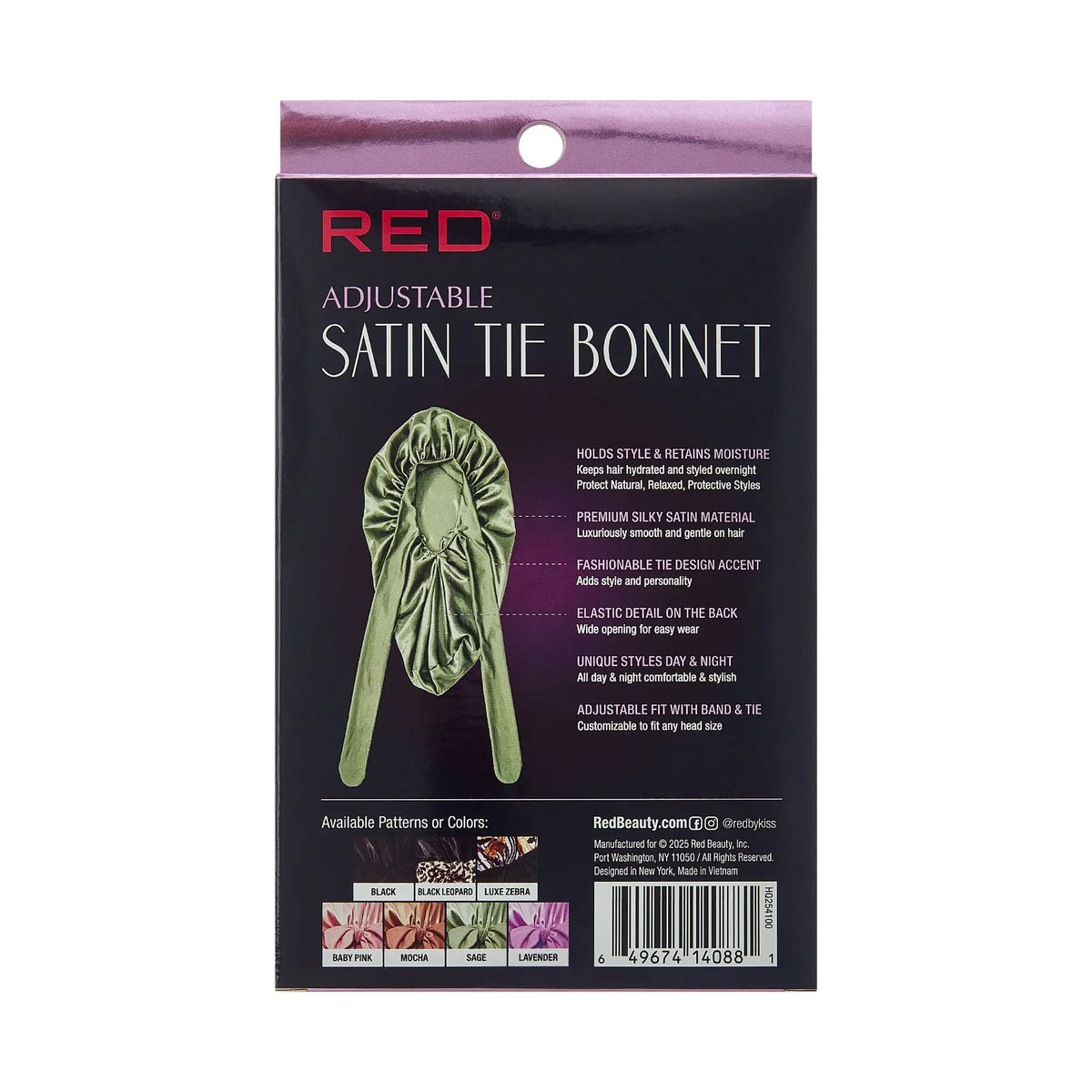 RED by KISS Adjustable Satin Bonnet with Tie Band