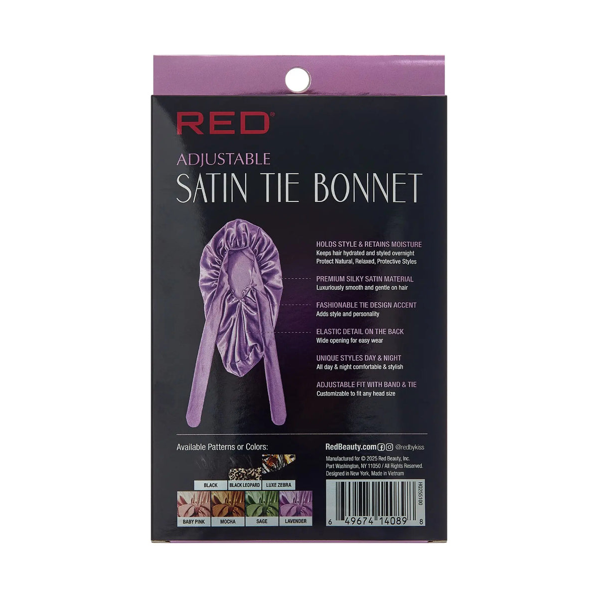 RED by KISS Adjustable Satin Bonnet with Tie Band