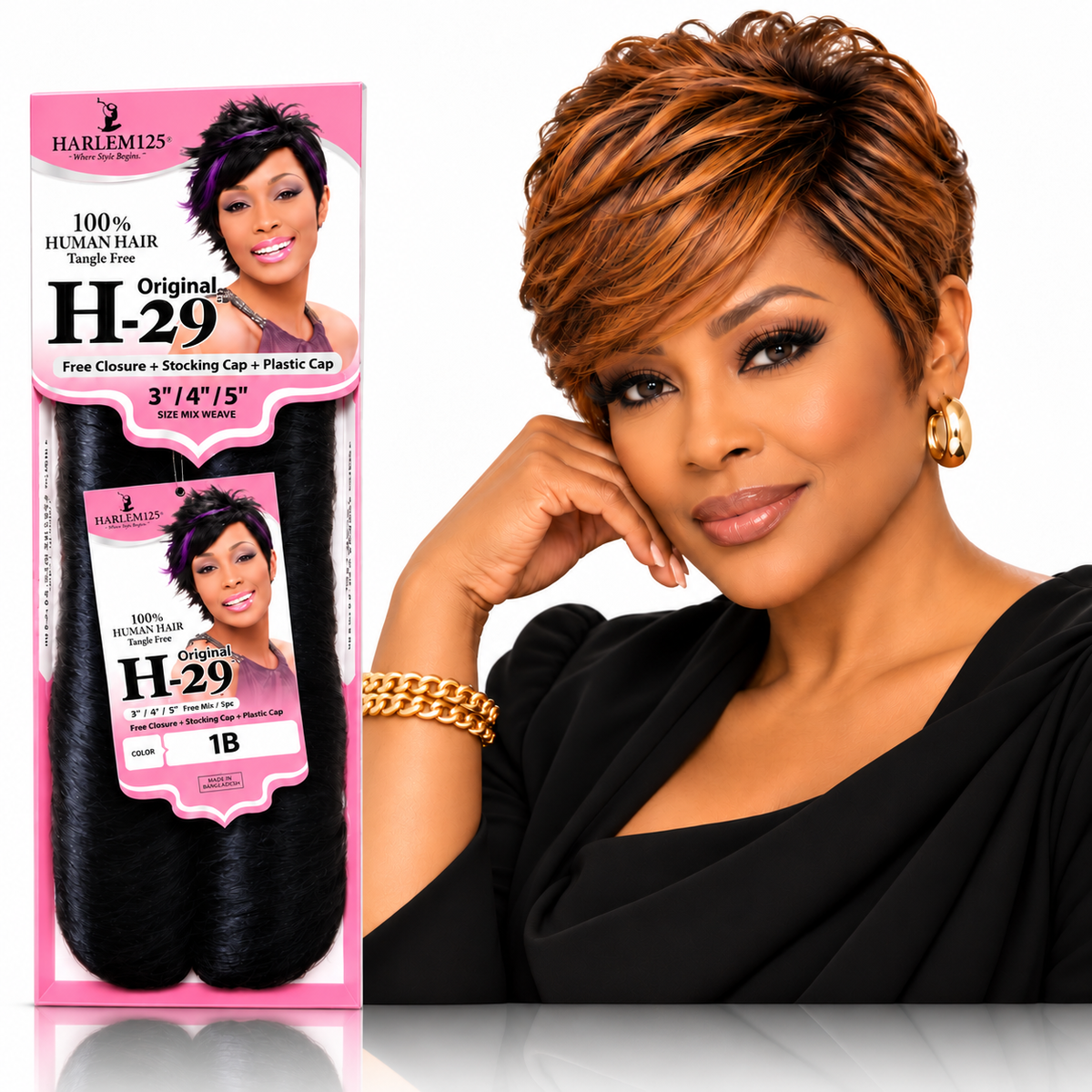 Harlem125 H-29PCS 100% Human Hair Short Cut Weave