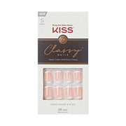 KISS Classy Press-On Nails - French Tip Floral Designs (Short Square)