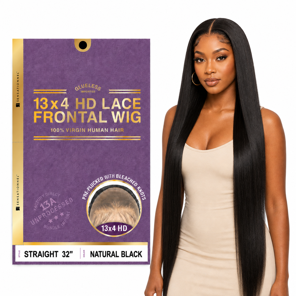 Sensationnel 13A Straight 100% Virgin Human Hair 13x4 HD Lace Frontal Wig (20" - 34")