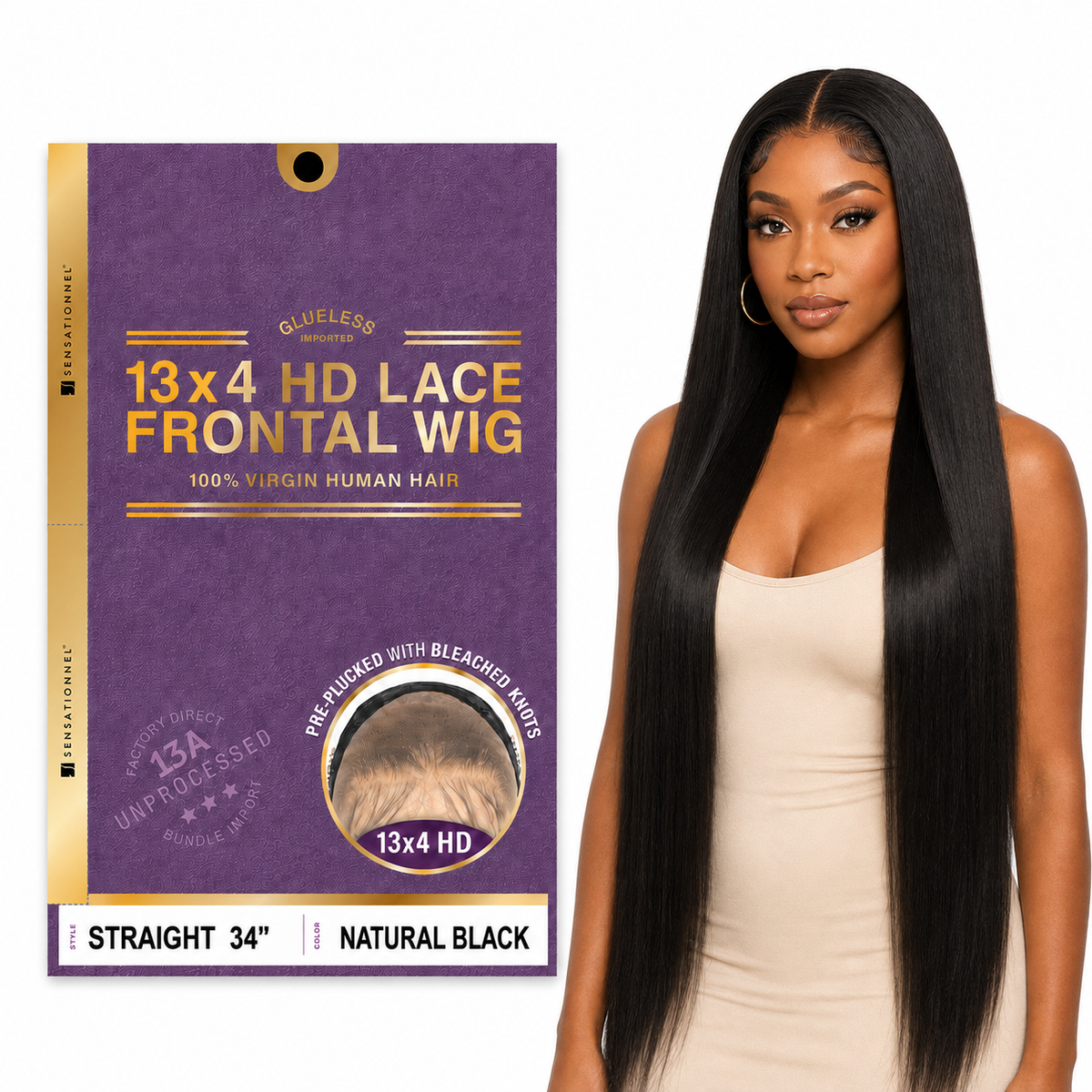 Sensationnel 13A Straight 100% Virgin Human Hair 13x4 HD Lace Frontal Wig (20" - 34")