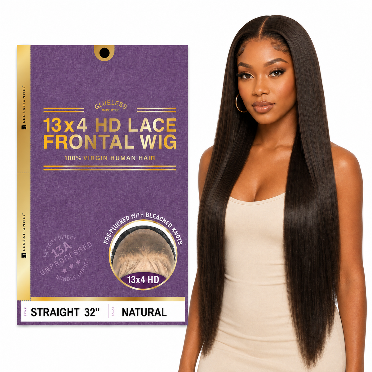 Sensationnel 13A Straight 100% Virgin Human Hair 13x4 HD Lace Frontal Wig (20" - 34")