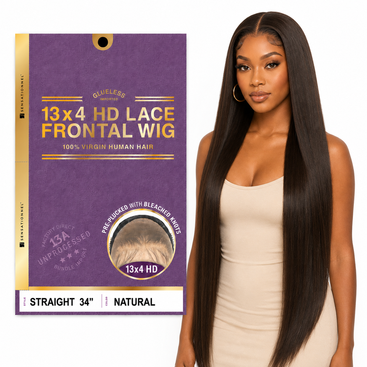 Sensationnel 13A Straight 100% Virgin Human Hair 13x4 HD Lace Frontal Wig (20" - 34")