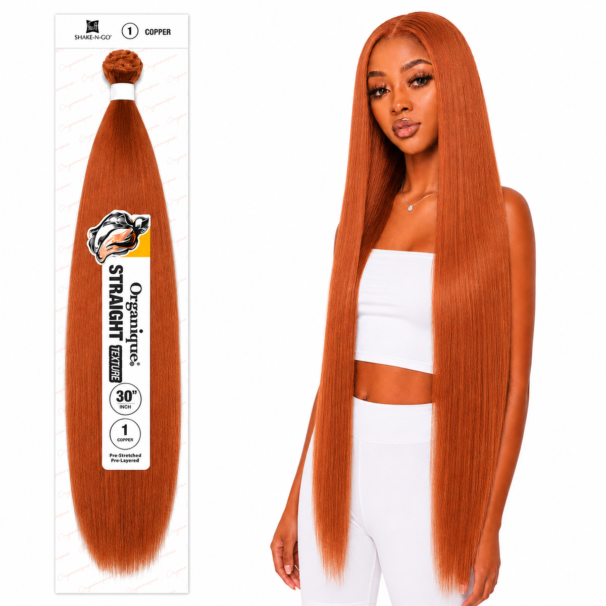 Shake-N-Go Organique Straight Weave – Premium Fiber (10”–36”)