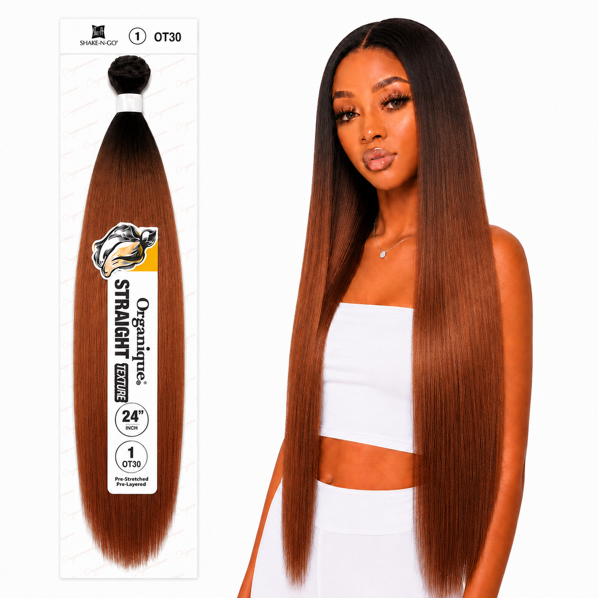 Shake-N-Go Organique Straight Weave – Premium Fiber (10”–36”)