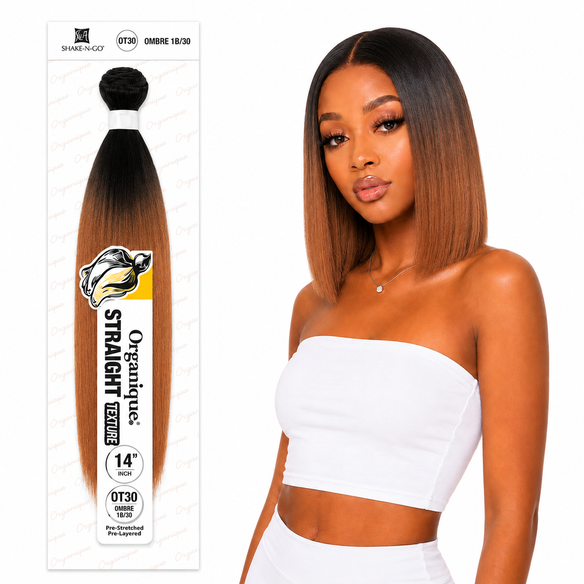 Shake-N-Go Organique Straight Weave – Premium Fiber (10”–36”)