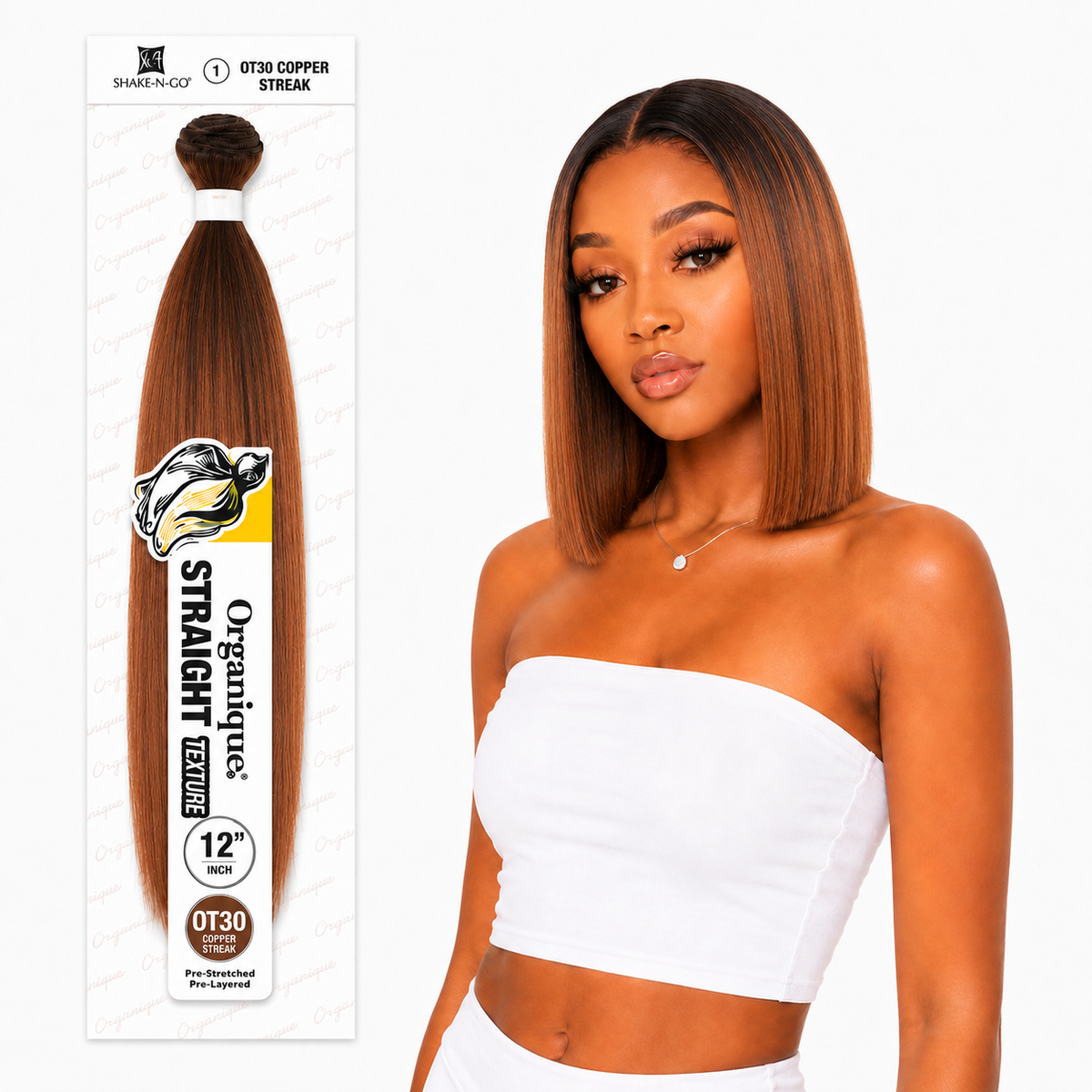 Shake-N-Go Organique Straight Weave – Premium Fiber (10”–36”)