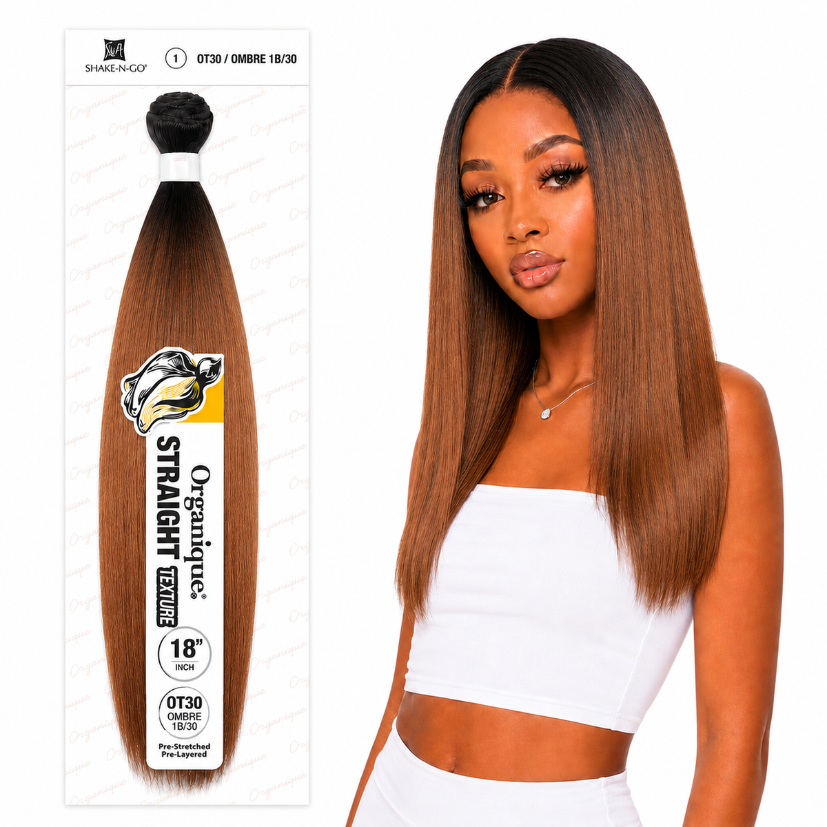 Shake-N-Go Organique Straight Weave – Premium Fiber (10”–36”)