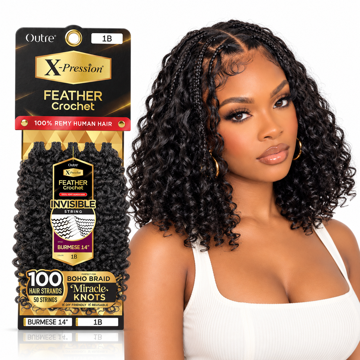 Outre X-Pression Human Feather Burmese 100% Human Crochet Hair