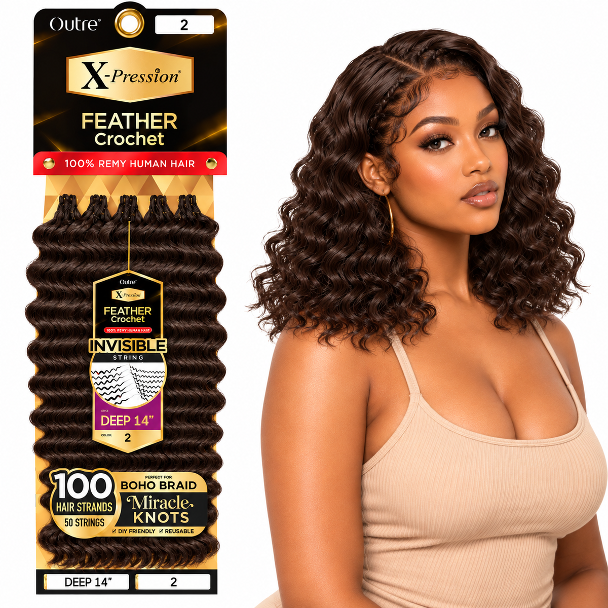 Outre X-Pression Human Feather Deep 100% Human Crochet Hair