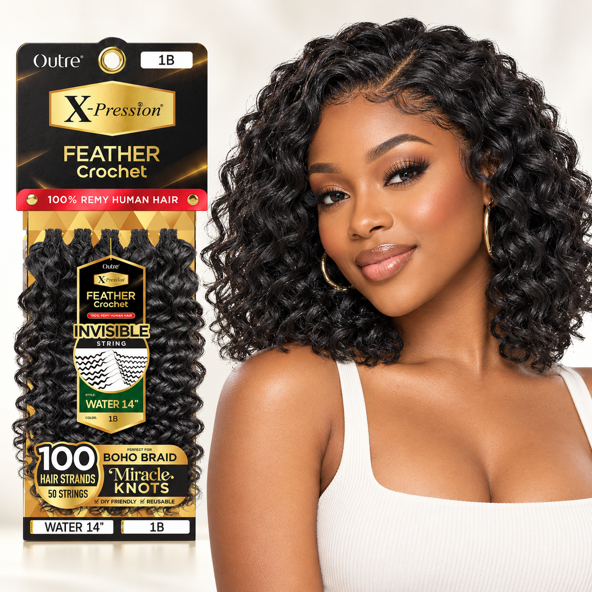 Outre X-Pression Human Feather Water 100% Remy Human Crochet Hair