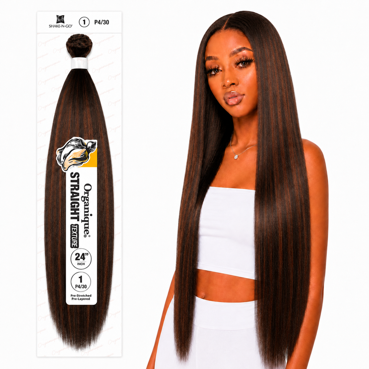 Shake-N-Go Organique Straight Weave – Premium Fiber (10”–36”)