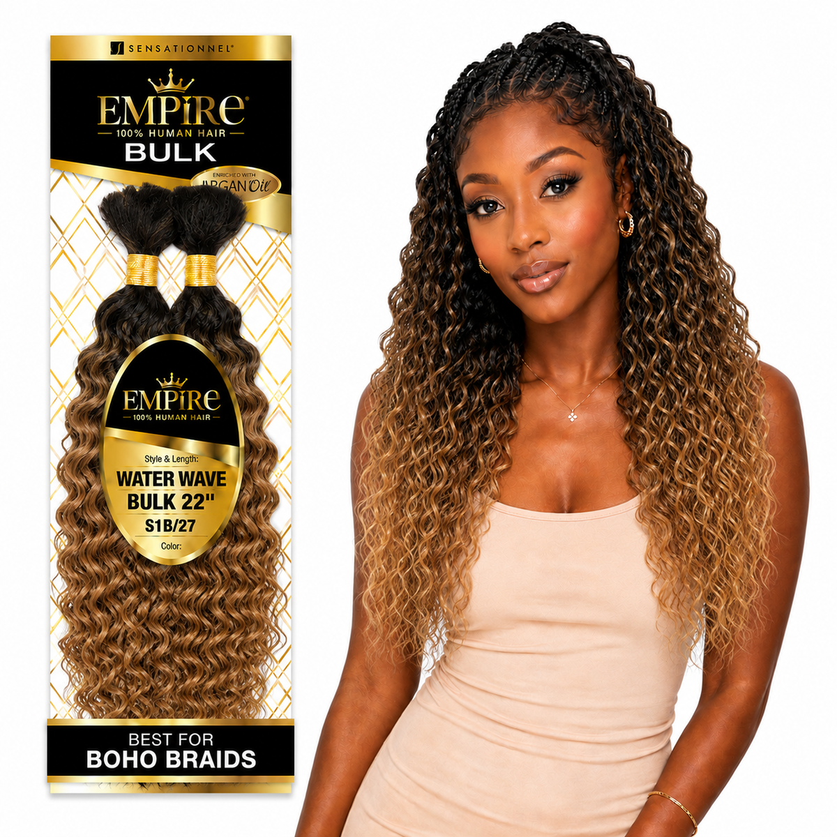 Sensationnel Empire Water Wave Bulk 100% Human Braiding Hair