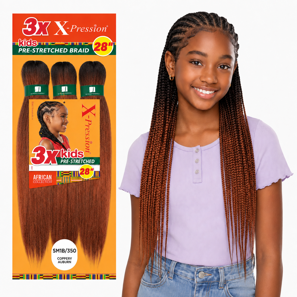 Sensationnel X-Pression Kids 3X Pre-Stretched Braiding Hair – 28"