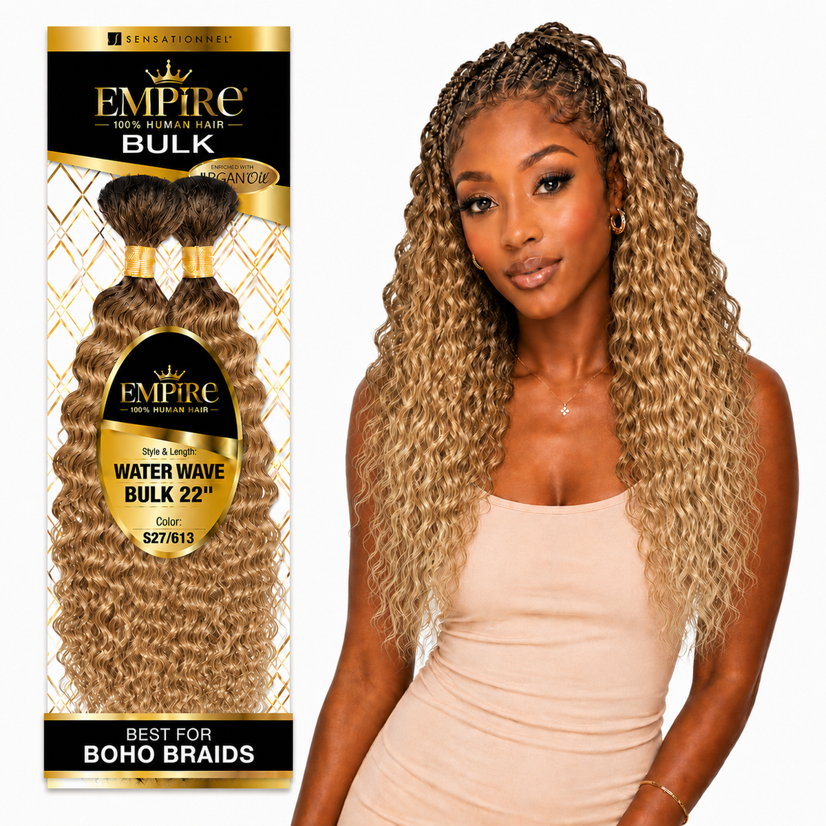 Sensationnel Empire Water Wave Bulk 100% Human Braiding Hair