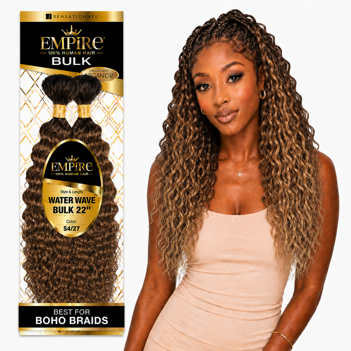 Sensationnel Empire Water Wave Bulk 100% Human Braiding Hair