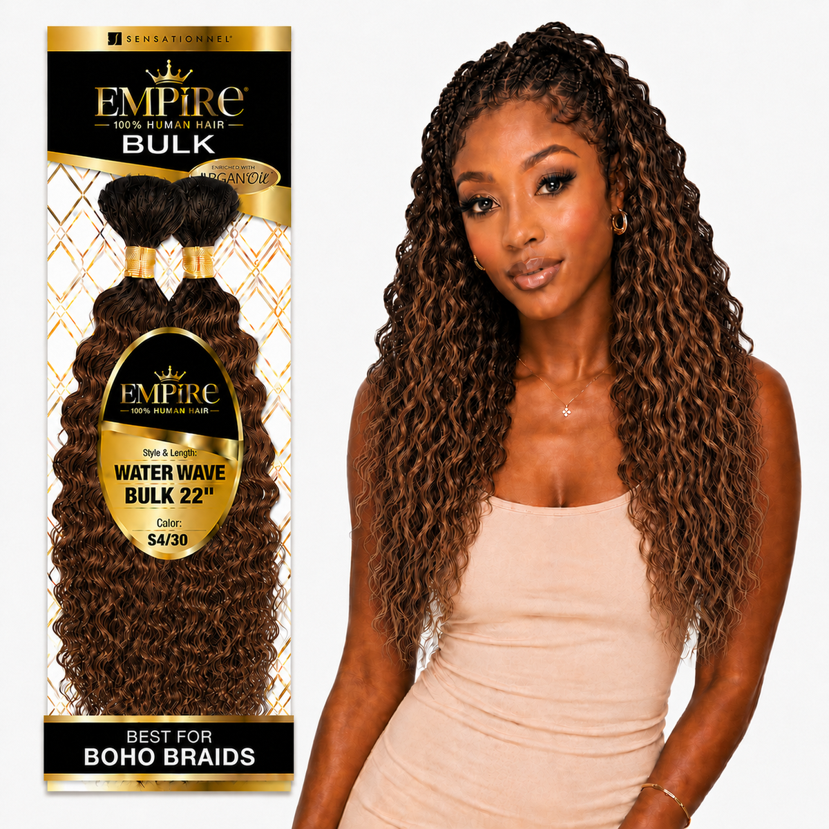 Sensationnel Empire Water Wave Bulk 100% Human Braiding Hair