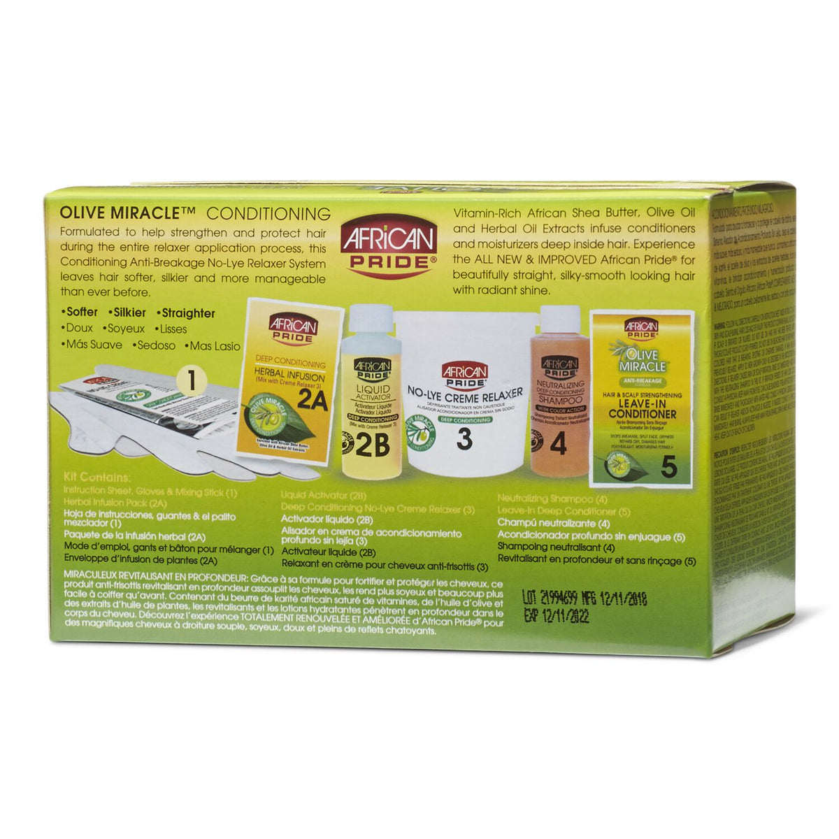 African Pride Olive Miracle No-Lye Relaxer Kit – Super Strength, 1 Complete Kit